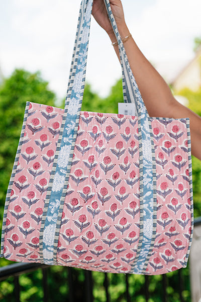 River Patchwork Carryall Tote - Pink