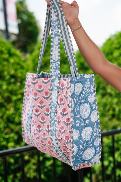 River Patchwork Carryall Tote - Pink