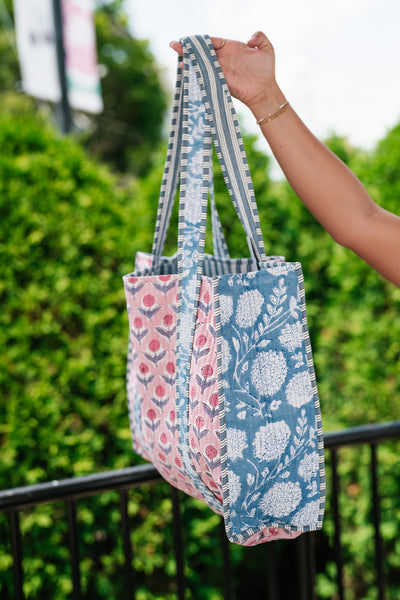 River Patchwork Carryall Tote - Pink