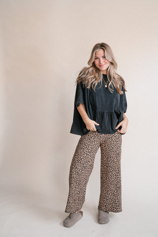 Soft Horizons Peplum Top - Black