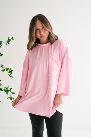 Forever Ideal Ribbed Top - Pink