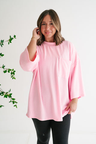 Forever Ideal Ribbed Top - Pink