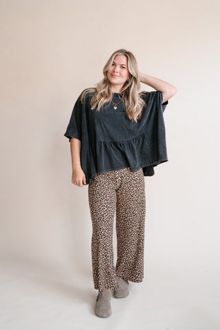 Soft Horizons Peplum Top - Black