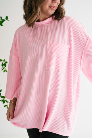 Forever Ideal Ribbed Top - Pink