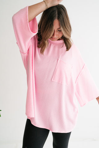 Forever Ideal Ribbed Top - Pink