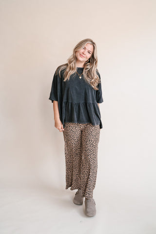 Soft Horizons Peplum Top - Black