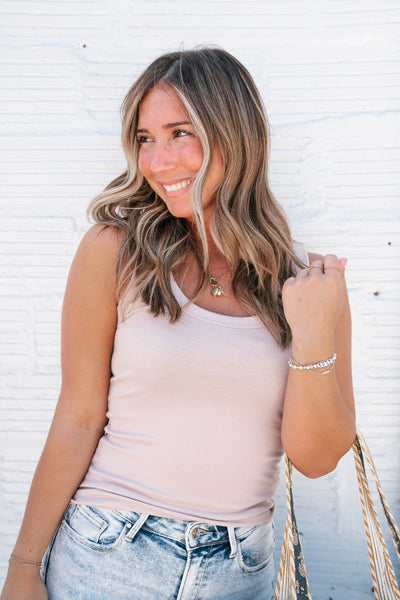 The Scoop Ribbed Tank- Taupe