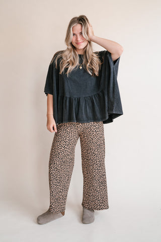 Soft Horizons Peplum Top - Black