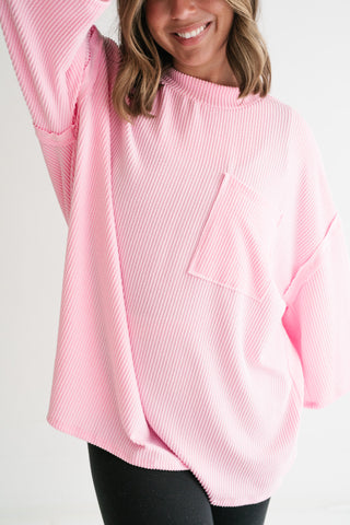Forever Ideal Ribbed Top - Pink