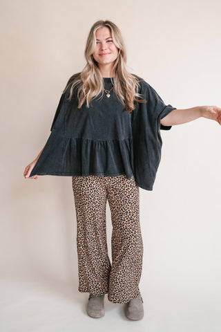 Soft Horizons Peplum Top - Black