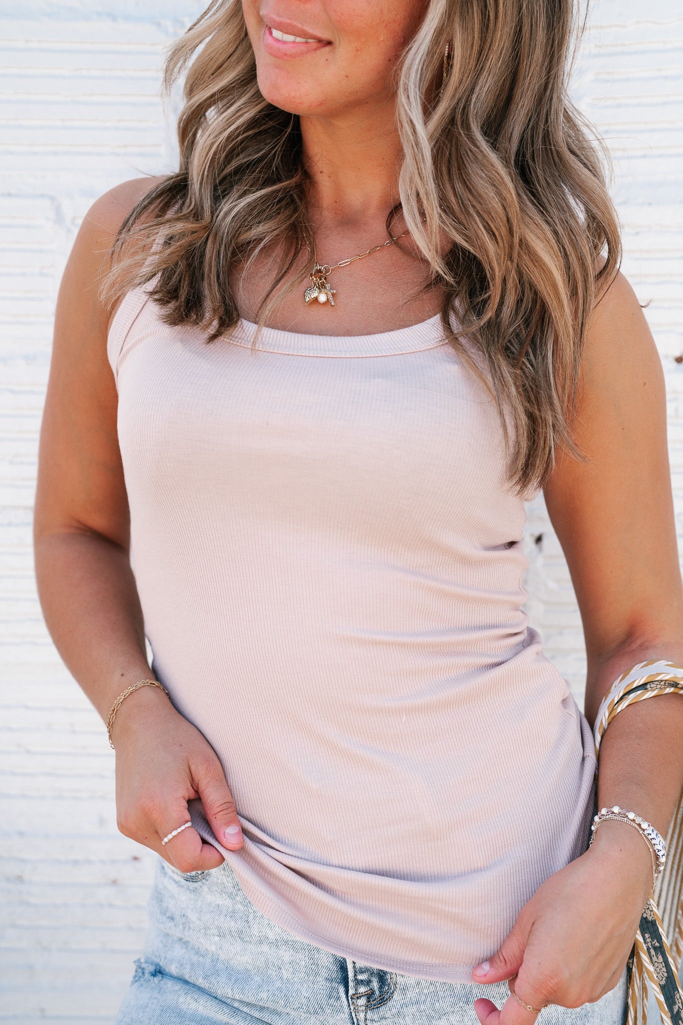 The Scoop Ribbed Tank- Taupe