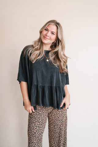Soft Horizons Peplum Top - Black