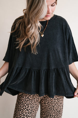 Soft Horizons Peplum Top - Black