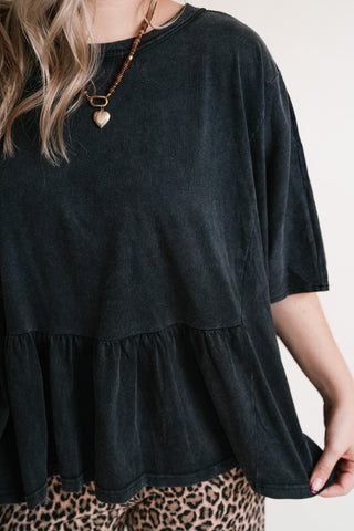 Soft Horizons Peplum Top - Black