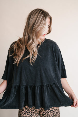 Soft Horizons Peplum Top - Black