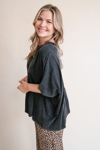 Soft Horizons Peplum Top - Black