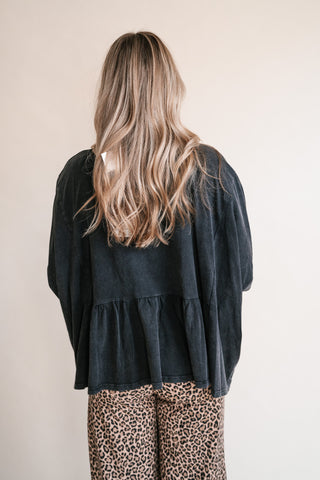 Soft Horizons Peplum Top - Black