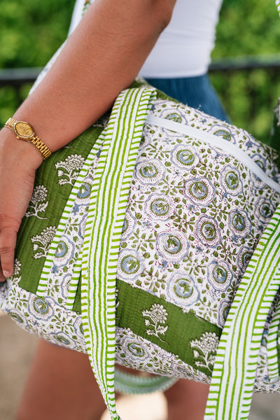 Shades Of Green Patchwork Duffle Bag - Green