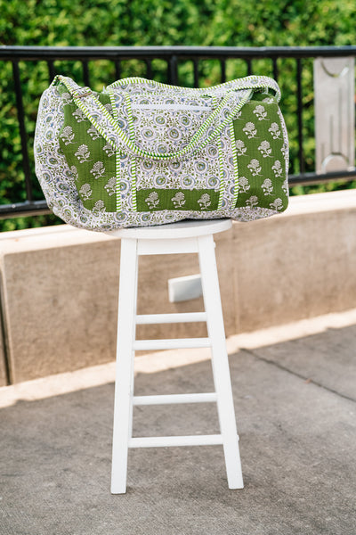 Shades Of Green Patchwork Duffle Bag - Green