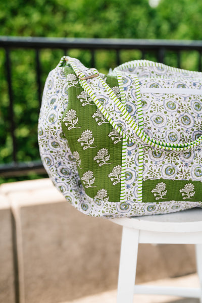 Shades Of Green Patchwork Duffle Bag - Green
