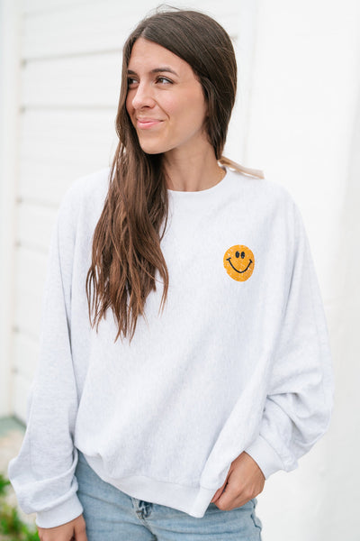Happy Face Dolman Sleeve Sweatshirt