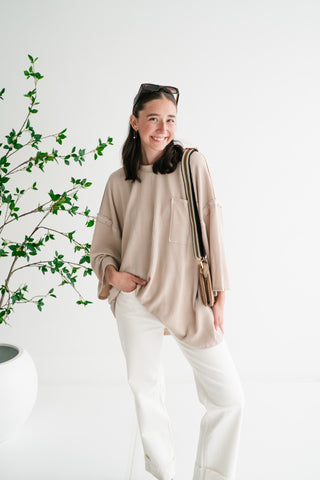 Forever Ideal Ribbed Top - Sand