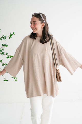 Forever Ideal Ribbed Top - Sand
