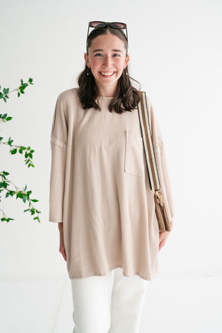 Forever Ideal Ribbed Top - Sand