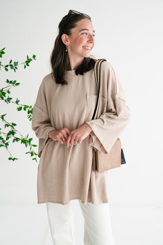 Forever Ideal Ribbed Top - Sand