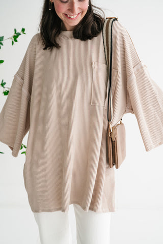 Forever Ideal Ribbed Top - Sand