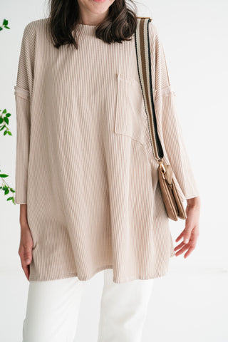 Forever Ideal Ribbed Top - Sand
