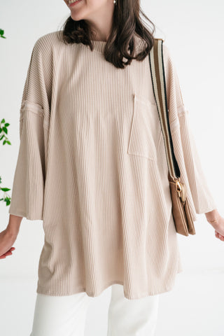 Forever Ideal Ribbed Top - Sand