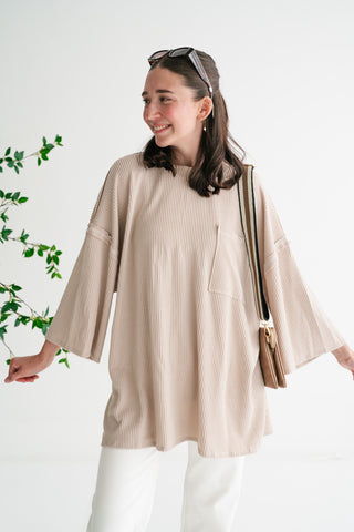 Forever Ideal Ribbed Top - Sand