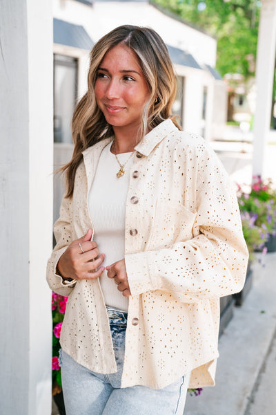 Donna Eyelet Button Up