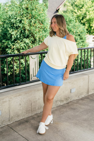 Sunday Reset Off Shoulder Top - Soft Lemon