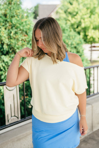 Sunday Reset Off Shoulder Top - Soft Lemon