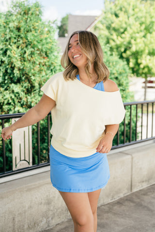Sunday Reset Off Shoulder Top - Soft Lemon