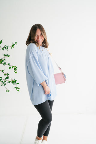Forever Ideal Ribbed Top - Blue