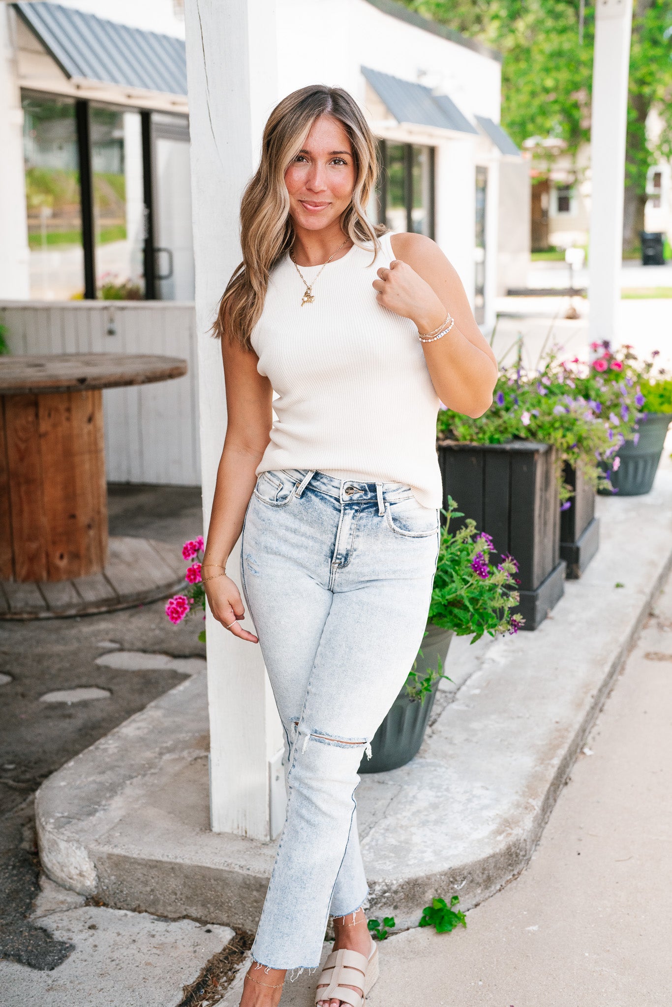 Ivory Basic Knit Tank