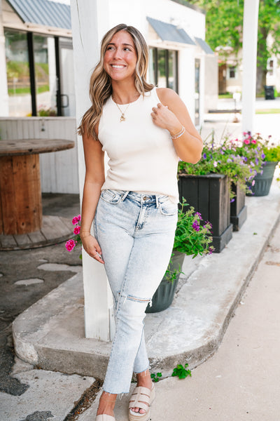 Ivory Basic Knit Tank