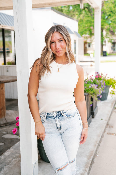 Ivory Basic Knit Tank