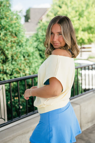 Sunday Reset Off Shoulder Top - Soft Lemon