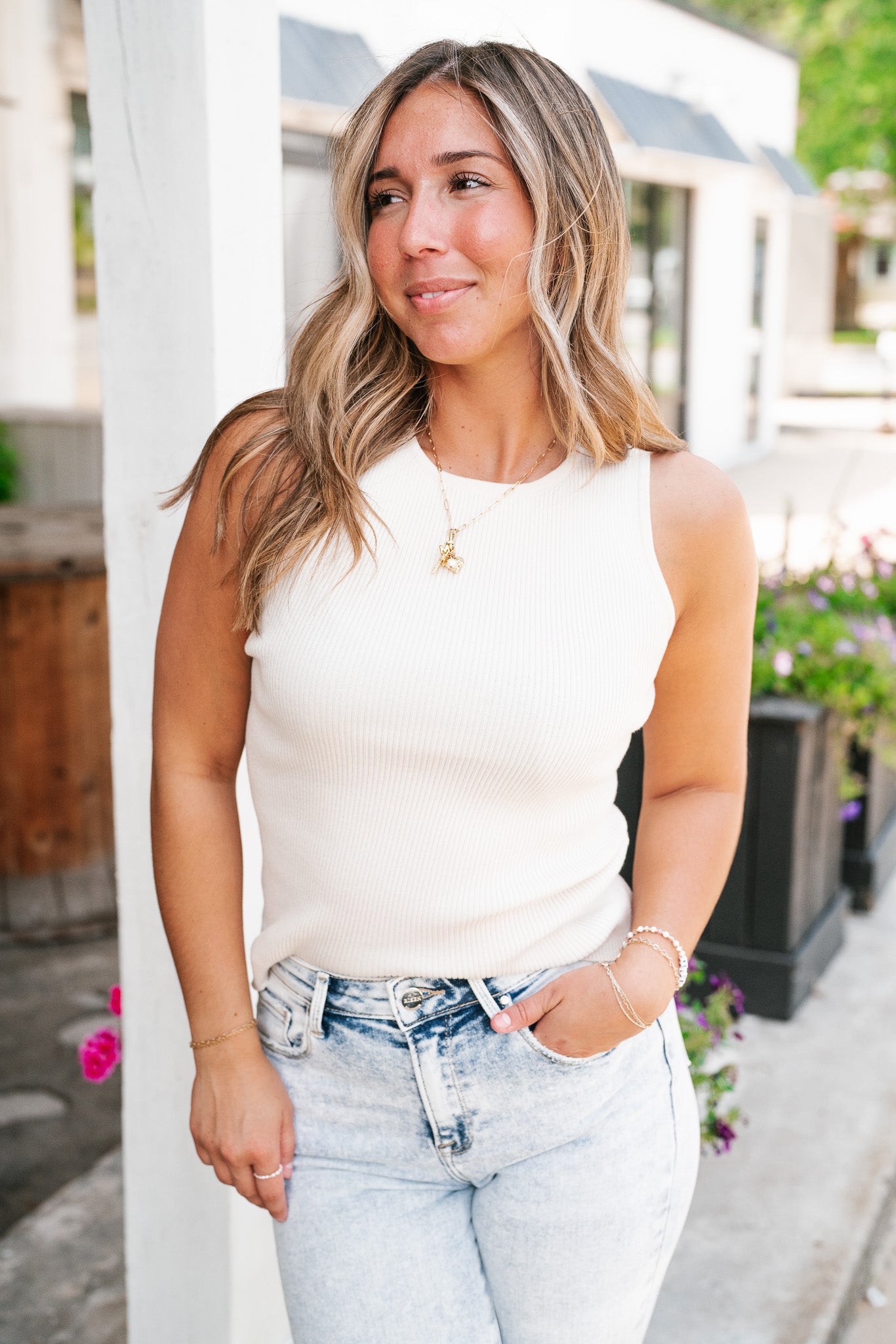 Ivory Basic Knit Tank