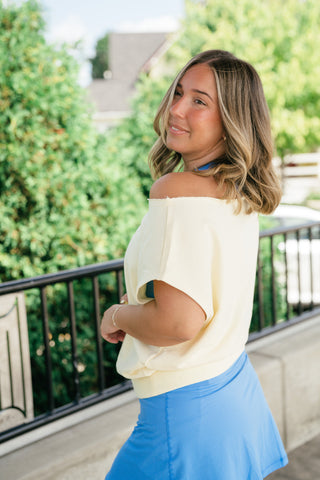 Sunday Reset Off Shoulder Top - Soft Lemon