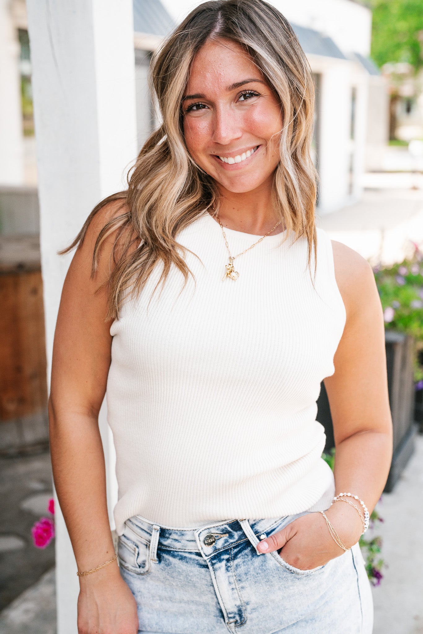 Ivory Basic Knit Tank