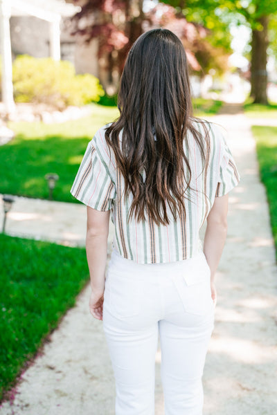 Sarah Striped Button Up Top