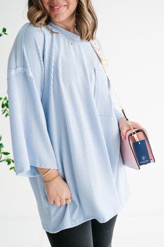 Forever Ideal Ribbed Top - Blue