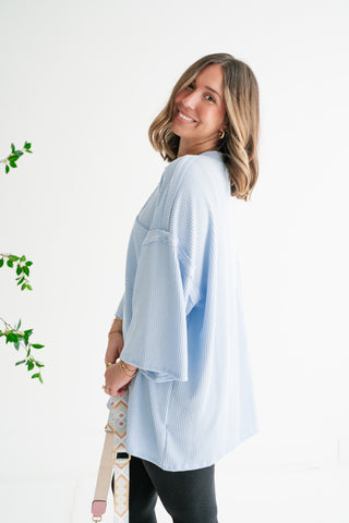 Forever Ideal Ribbed Top - Blue