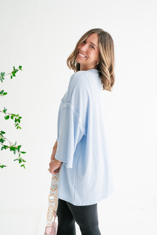 Forever Ideal Ribbed Top - Blue