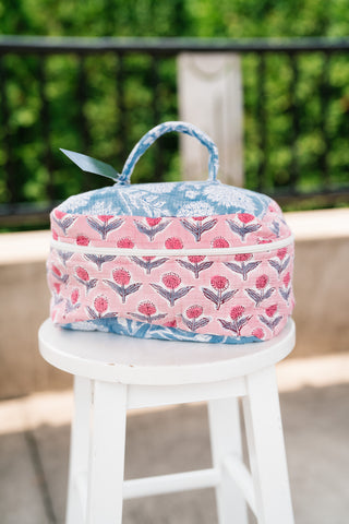 Beach Day Patchwork Make Up Bag - Blue